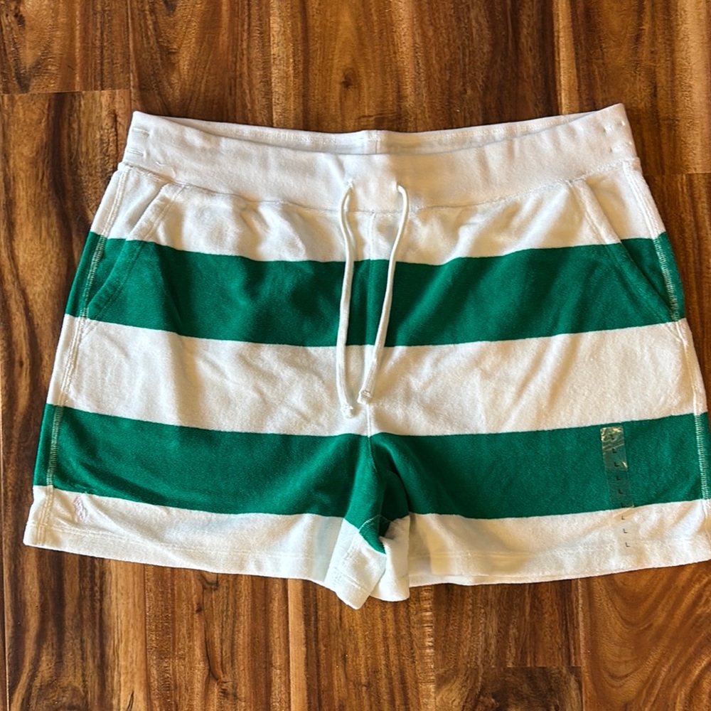 Ralph Lauren Green and White Striped Women's Shorts